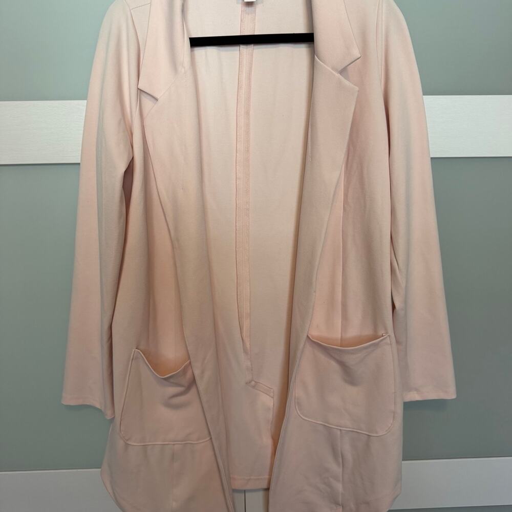 LuLaRoe Gwen Blazer Blush Pink Size Medium Open Front Longline Jacket
